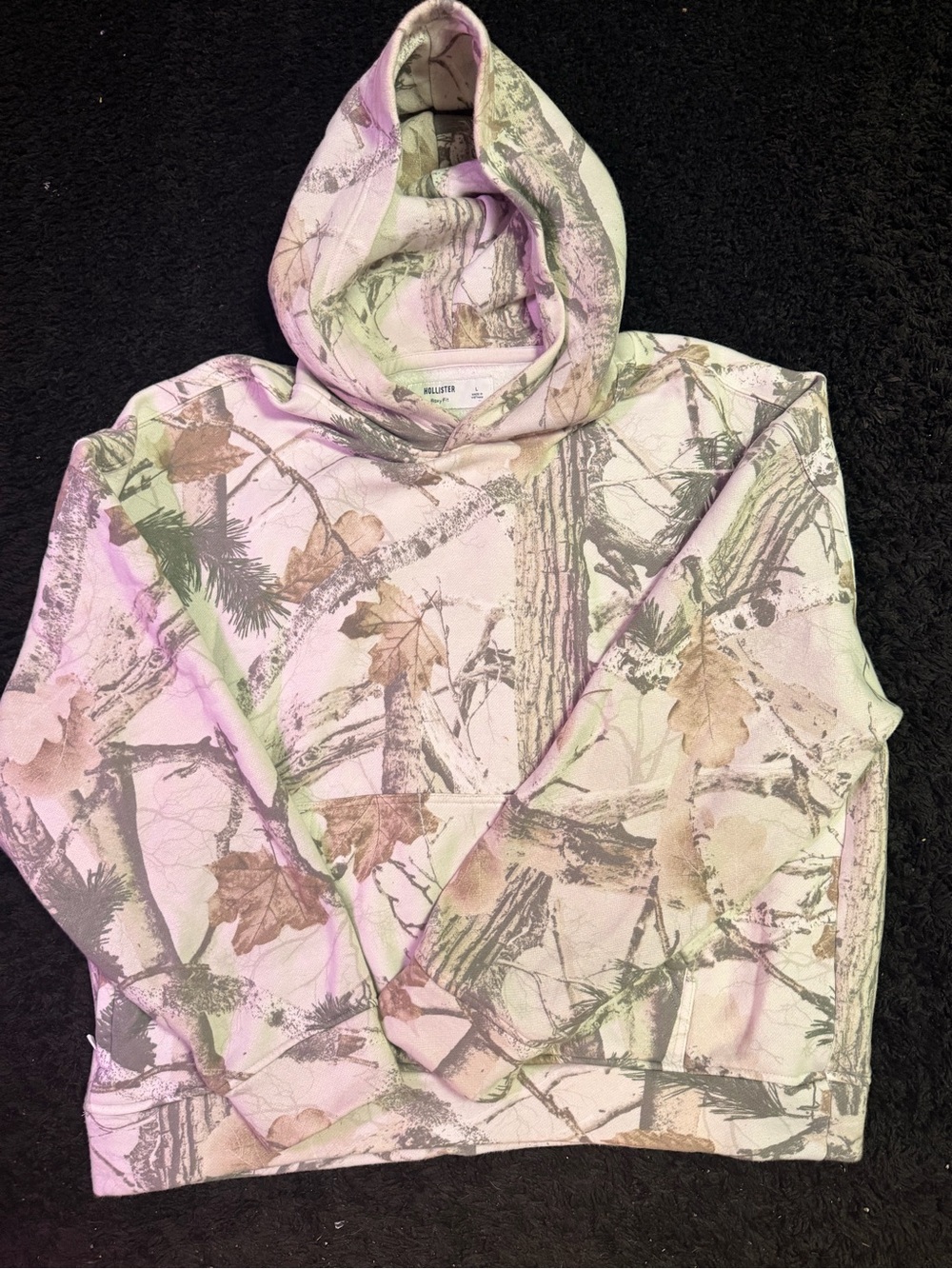 Camouflage Print Hooded Sweatshirt - Pink/Tan/Green